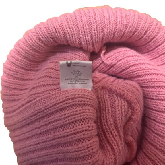 Blush Pink/Purple Pom Beanie Hat Adults/Kids Minnie Mouse One Size - Picture 3 of 4